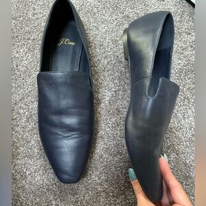 J.Crew navy Bennett unstructured leather loafer women size 10.5 EUC